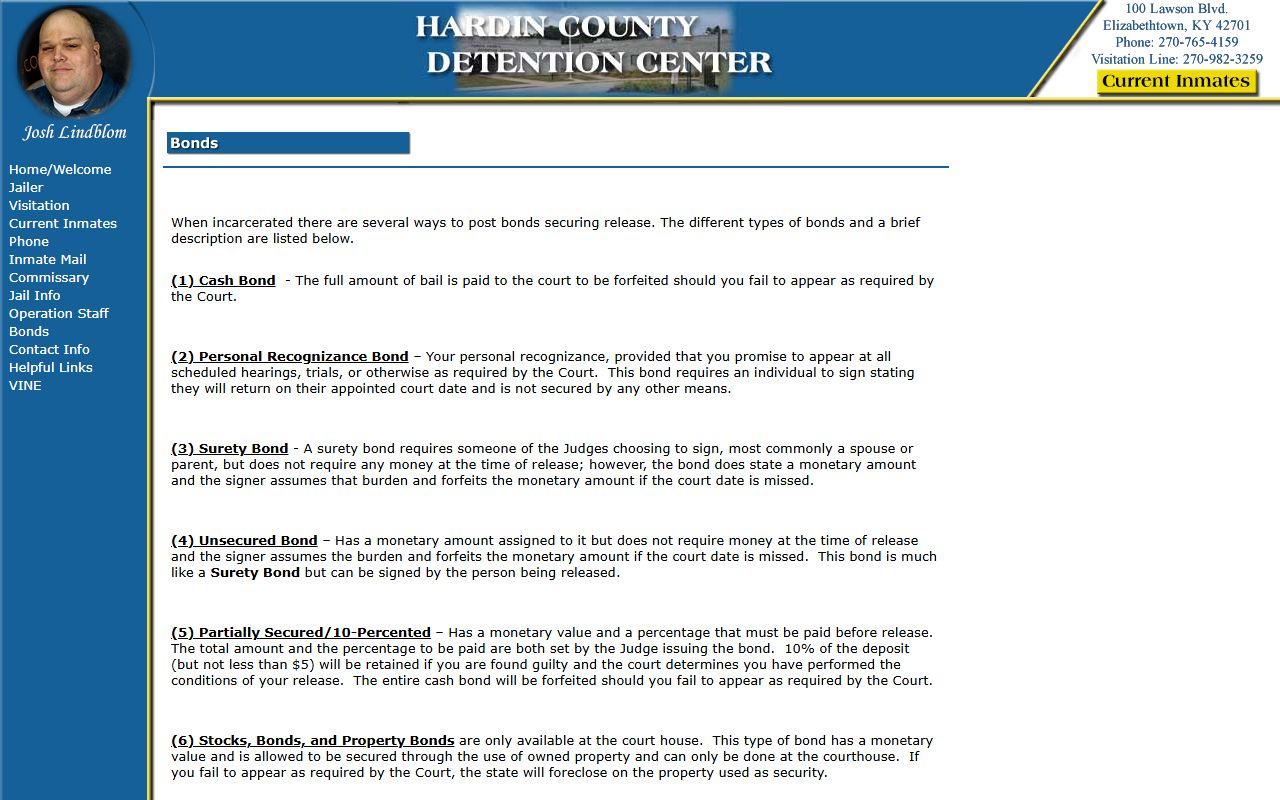 Hardin County Detention Center bond information for release after arrest