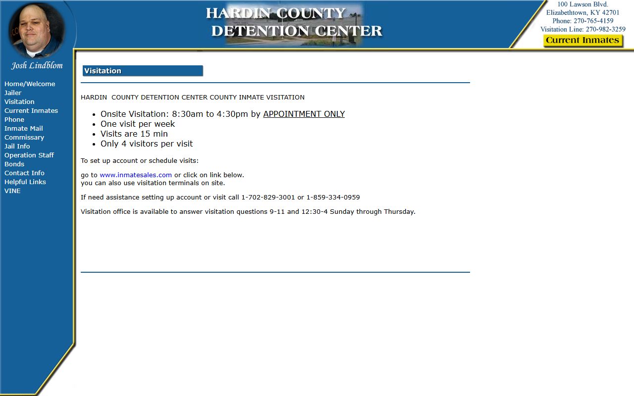 Hardin County Detention Center visitation rules for inmates